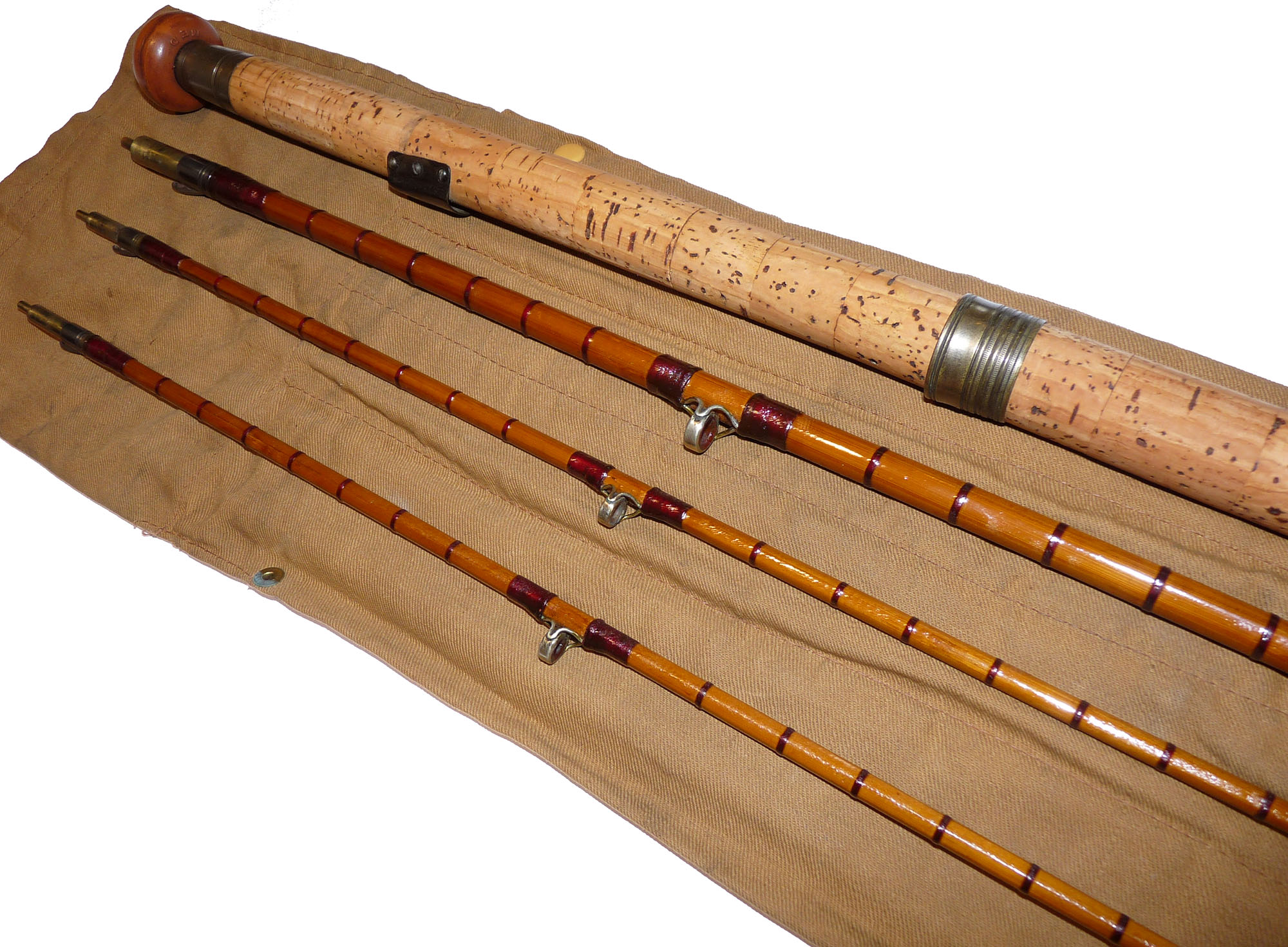 Westley Richards 9' three piece trout fly cane rod with spare tip and bag - Image 4