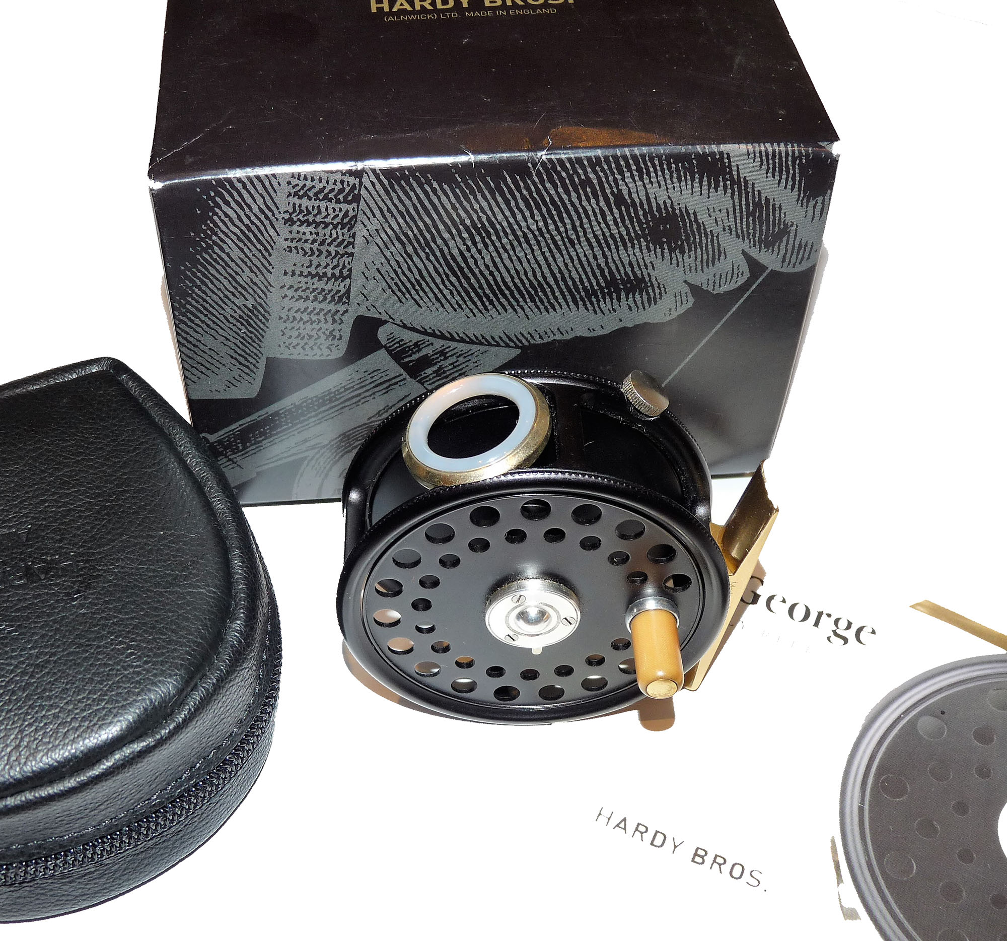 Hardy LHW St George 3" trout fly reel with pouch and box mint
