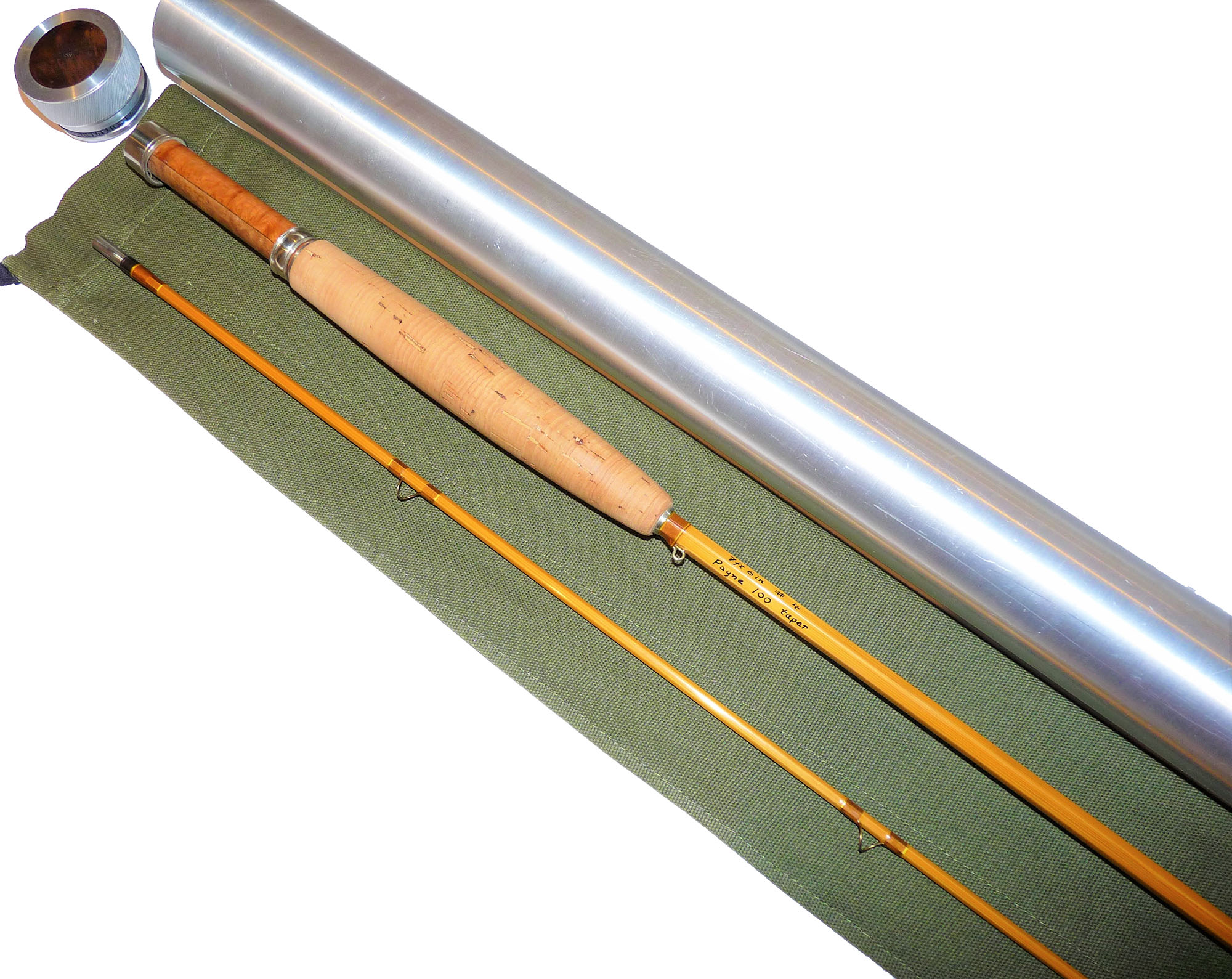 Gary Marshall 7'6" Payne 100 taper two piece cane trout fly rod line #4 with bag and tube - Image 7