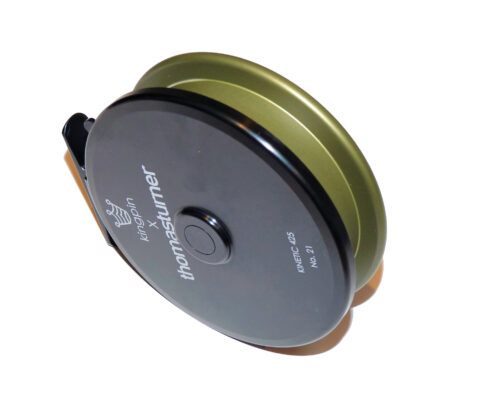 Thomas Turner Classic+ Kinetic 425 Kingpin centrepin reel. Limited edition  in exclusive olive green colour.