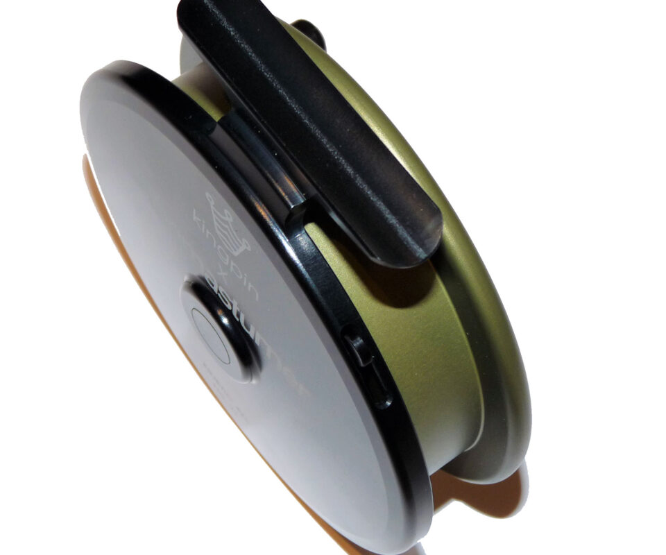 Thomas Turner Classic+ Kinetic 425 Kingpin centrepin reel. Limited edition in exclusive olive green colour.