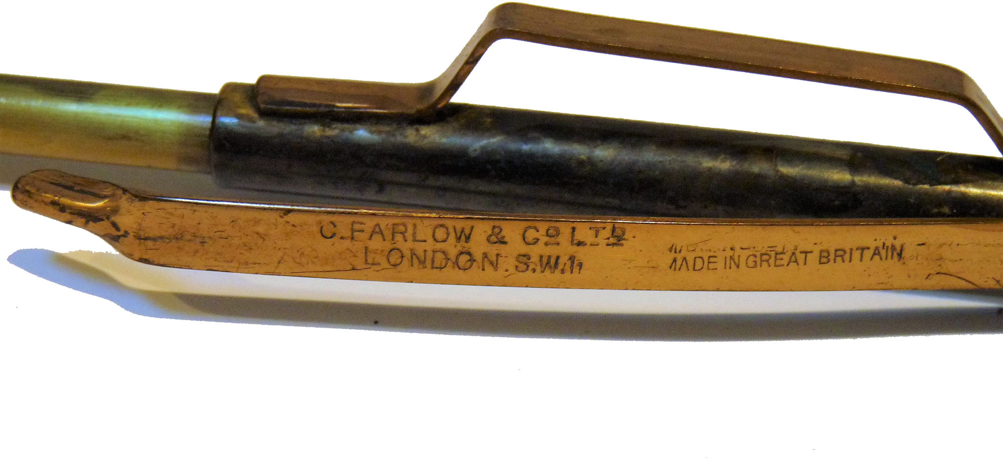 C Farlow & Co Ltd London antique brass extending gaff best condition c1900 - Image 4