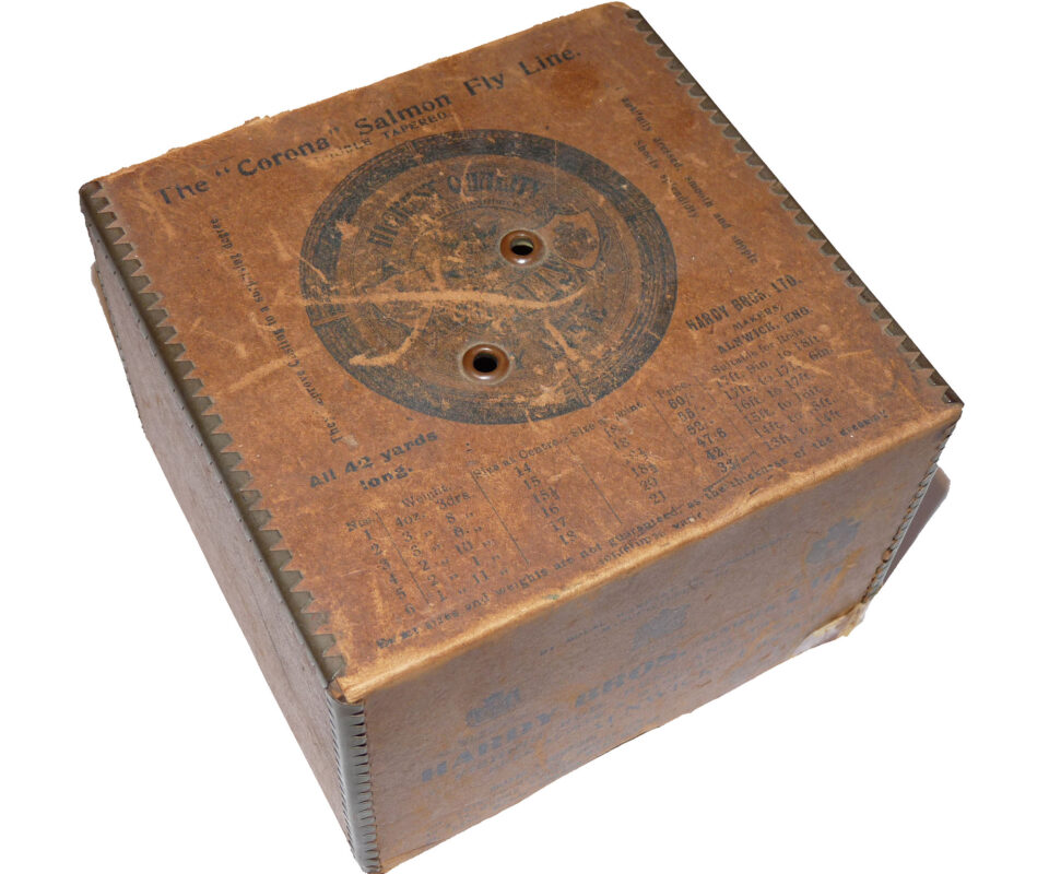 Hardy The Corona salmon fly line cardboard box 5 1/2" x 5 1/2"