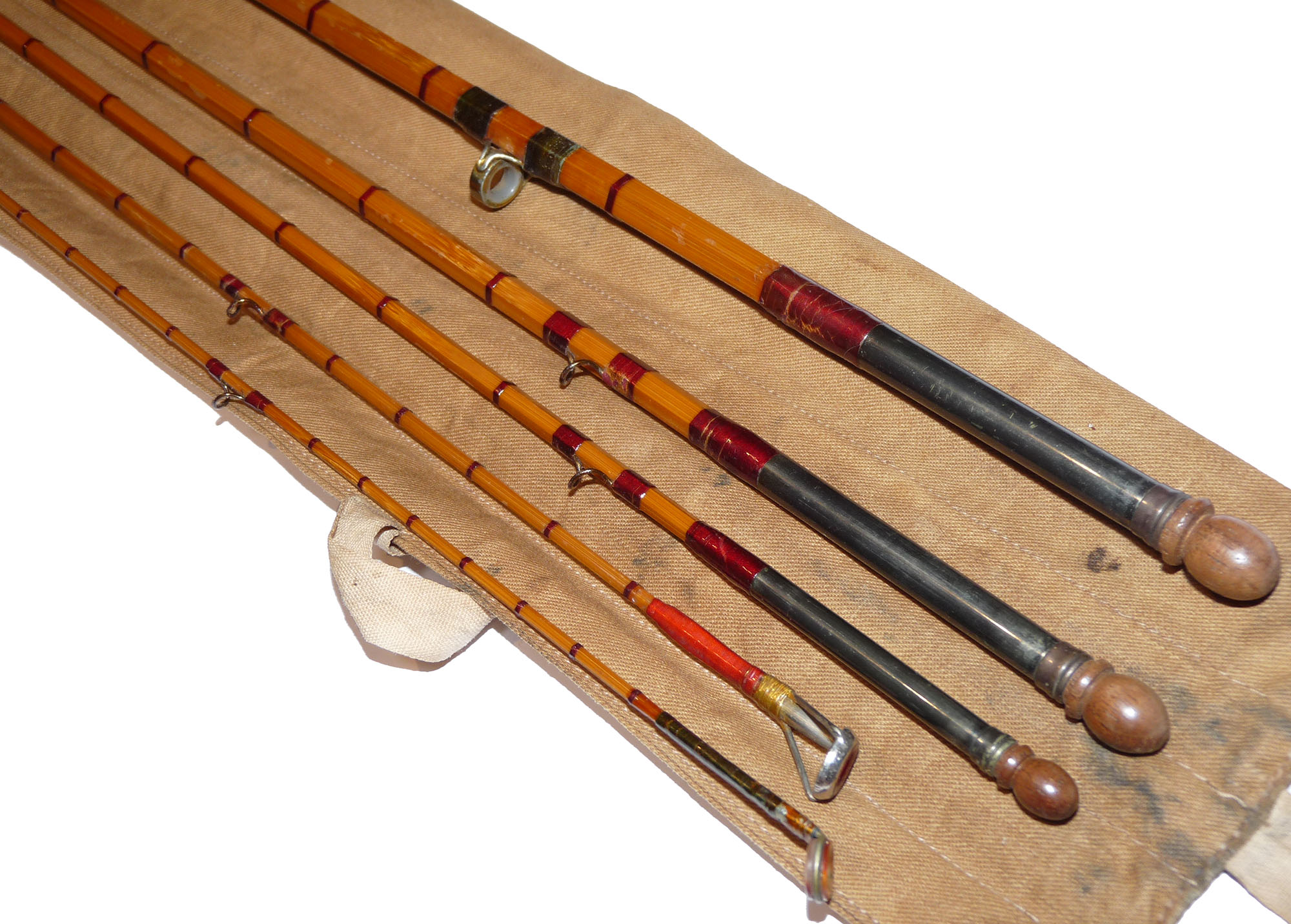 Ogden Smith St James Street London four piece 'two-in-one' cane spinning / trout fly rod with fitted bag 8'4" or 6''2" length - Image 3