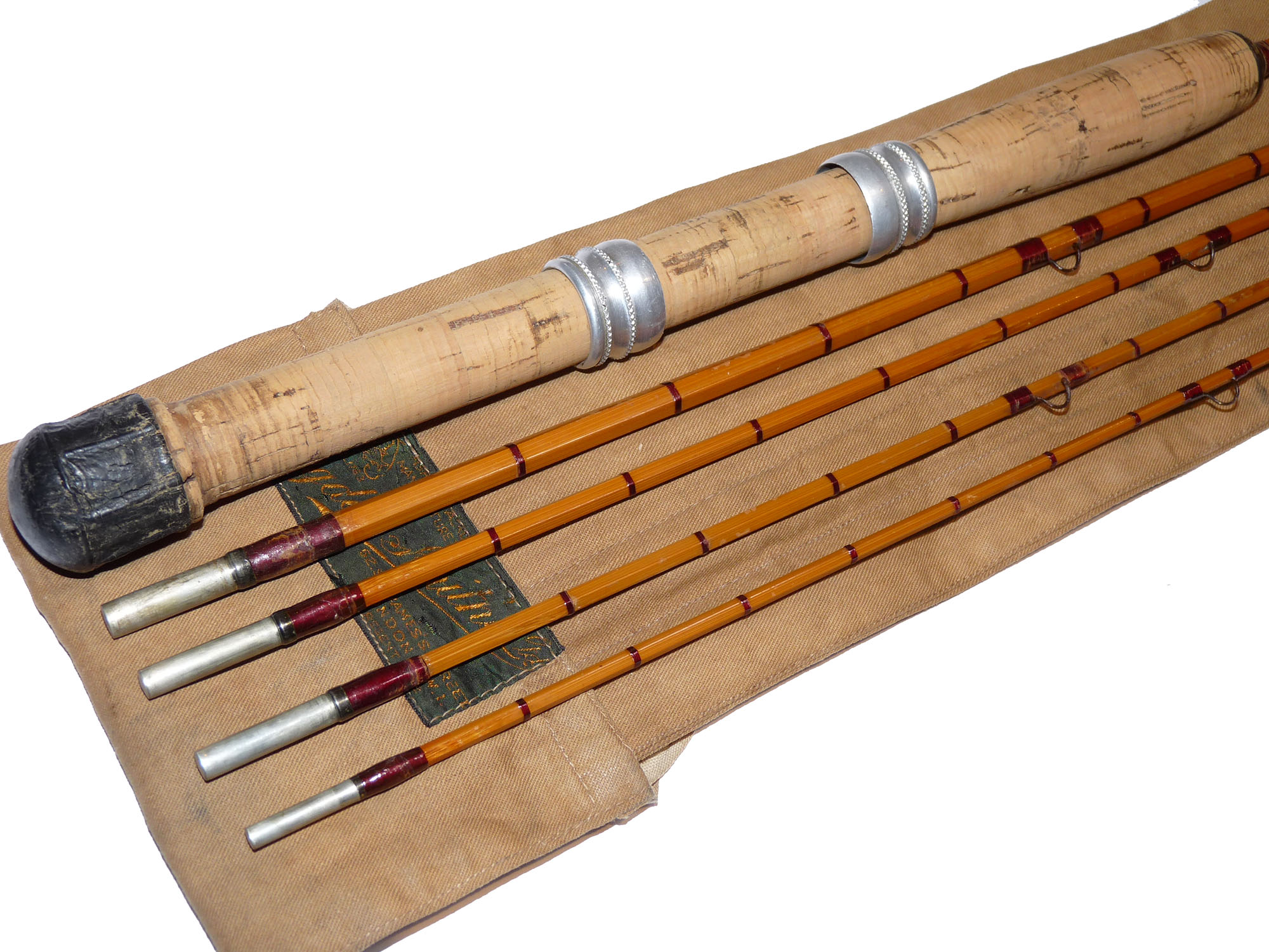 Ogden Smith St James Street London four piece 'two-in-one' cane spinning / trout fly rod with fitted bag 8'4" or 6''2" length - Image 4
