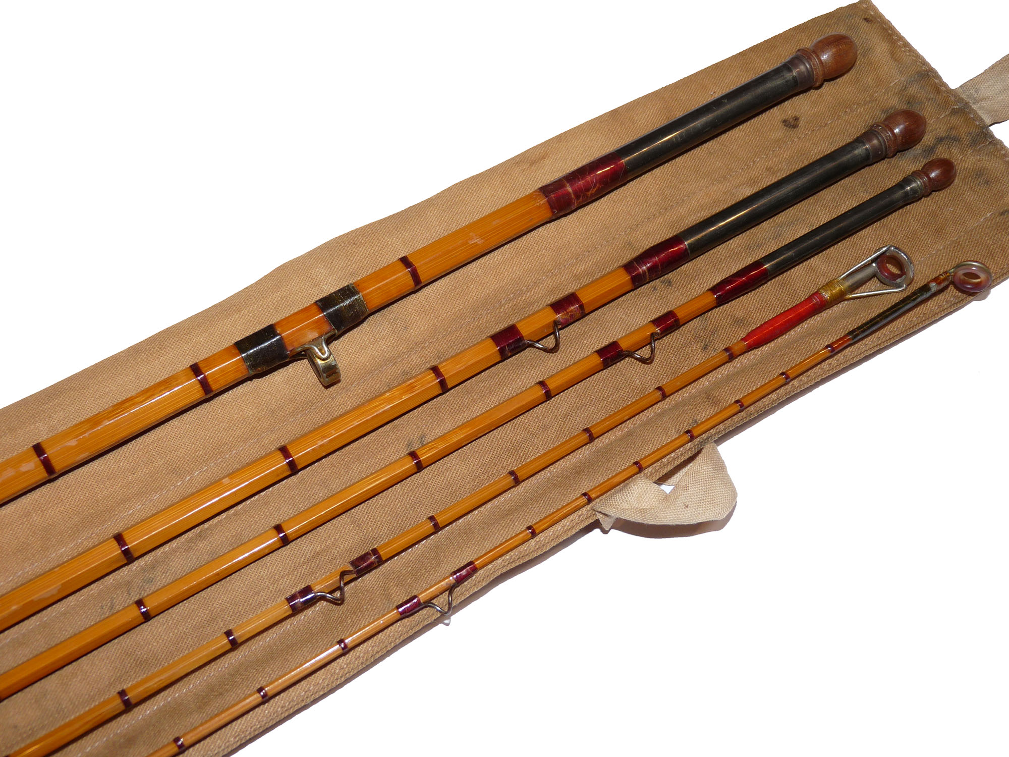Ogden Smith St James Street London four piece 'two-in-one' cane spinning / trout fly rod with fitted bag 8'4" or 6''2" length - Image 5