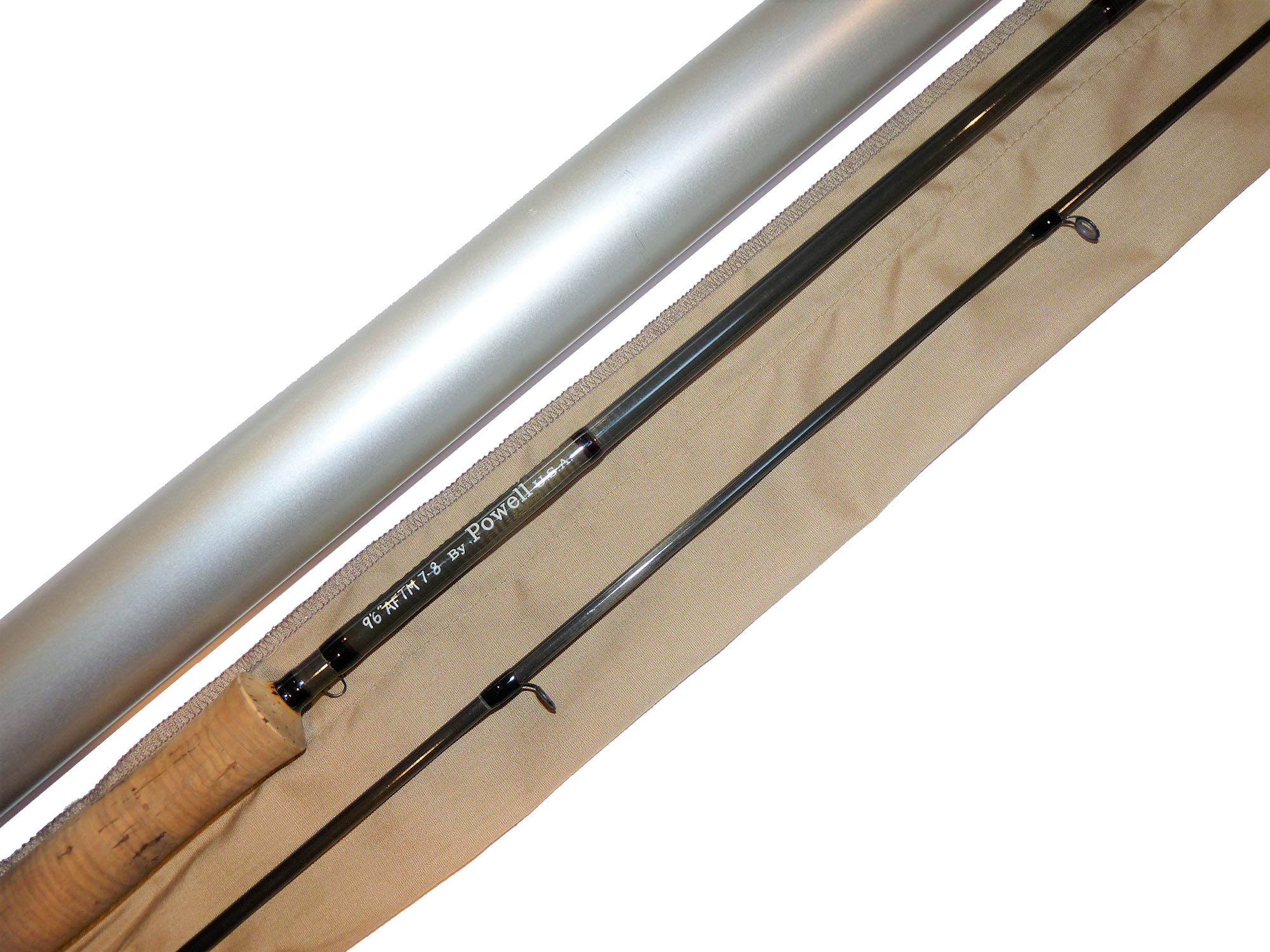 Bob Church & Co Ltd by Powell USA two piece 9'6" trout fly rod with bag and tube line #7/8