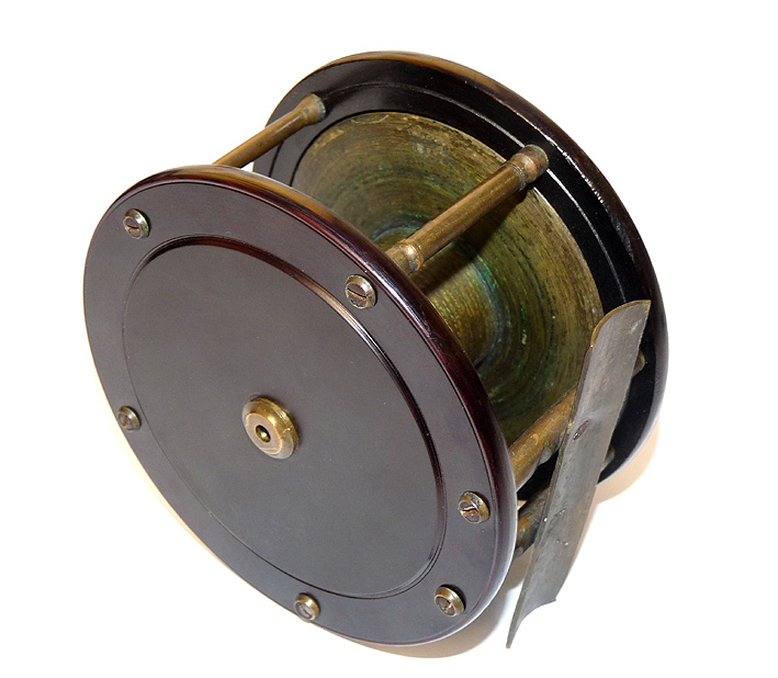 John Shaw of Wyle Cop, Salop 4.25" brass ebonite salmon fly reel c 1880, rare maker - Image 4