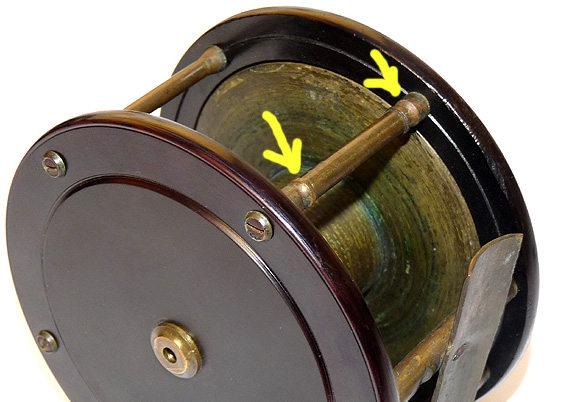 John Shaw of Wyle Cop, Salop 4.25" brass ebonite salmon fly reel c 1880, rare maker - Image 3
