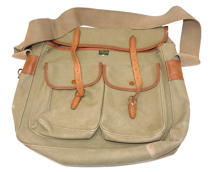Brady England large salmon game fishing canvass leather traditional bag + liner