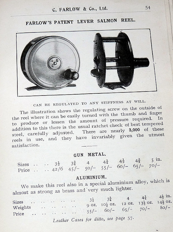Farlow London brass 4.5" Patent lever salmon fishing brake reel c1890 - Image 5