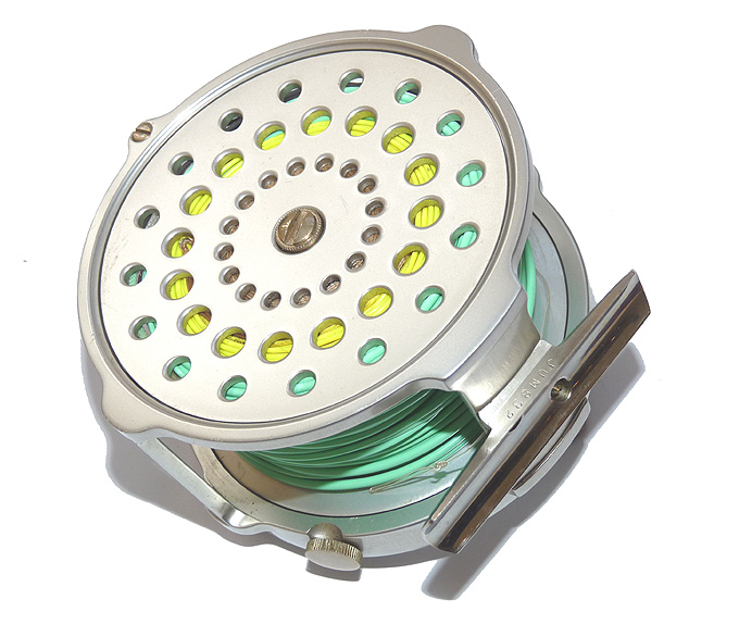 Hardy Salmon Bougle Mk1V alloy wide drum fly reel + spare spool & cases + lines - Image 4
