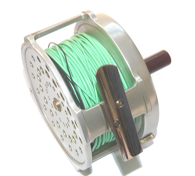 Hardy Salmon Bougle Mk1V alloy wide drum fly reel + spare spool & cases + lines - Image 3