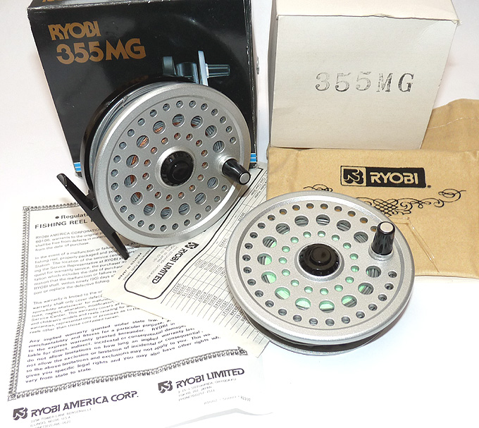 Ryobi, Japan 355MG Magnesium fly reel,best condition 3.5” + s/spool DT4/5 lines + box