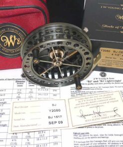 J W Young BJ 2080 centrepin trotting reel 2009 with COA case and box