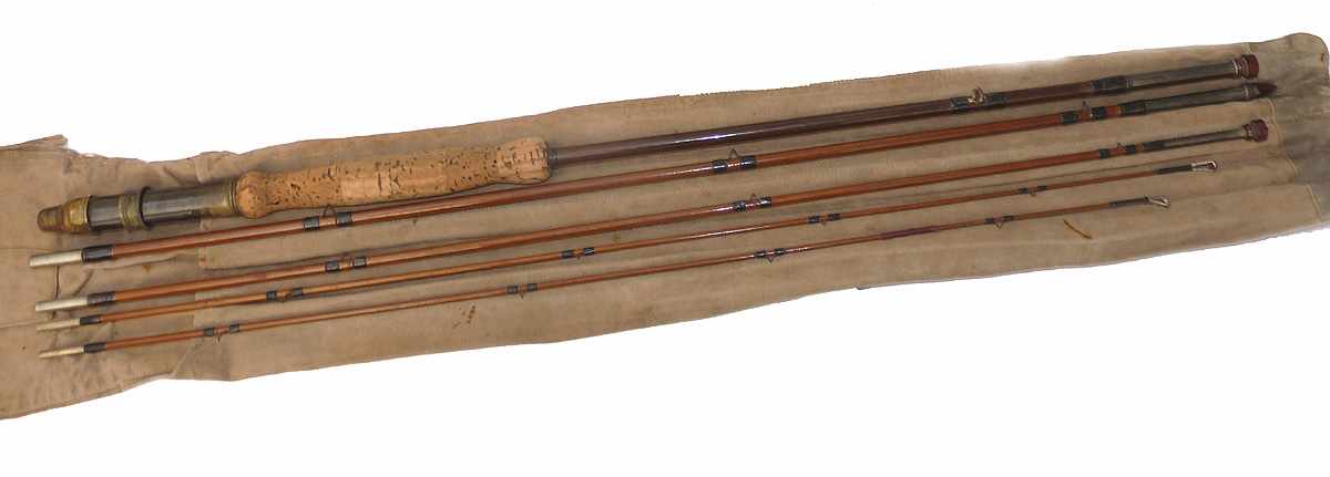 Ogden Smith London 8'6" 4 pce greenheart antique travel bicycle fly rod - Image 4