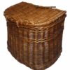 Antique wicker sit on fishing creel, reverse opening lid c 1920