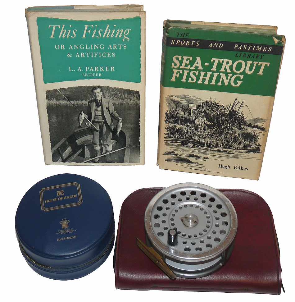 Hardy Marquis Salmon No2 reel + 2 books Falkus, Parker + fly wallet