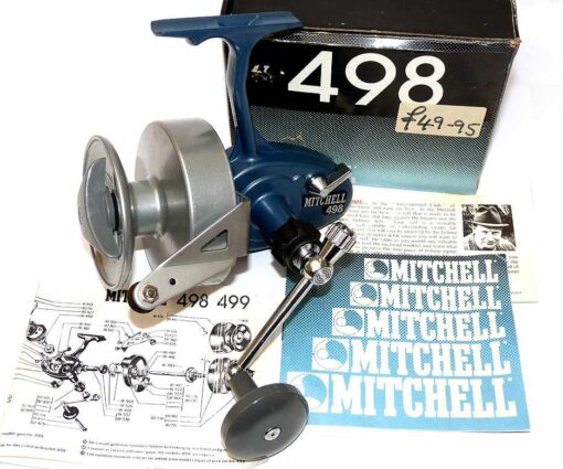 Mitchell 498 vintage surf spinning reel, PUM mint boxed old shop stock Mitchell 498 vintage surf spinning reel, PUM mint boxed old shop stock