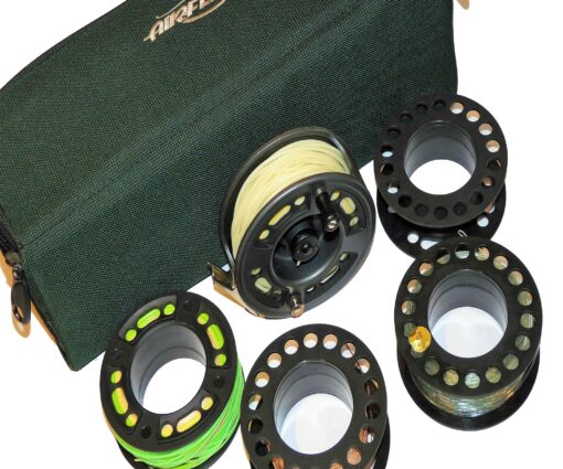 Greys GRX #9/11 salmon fly reel with 4 spools and case