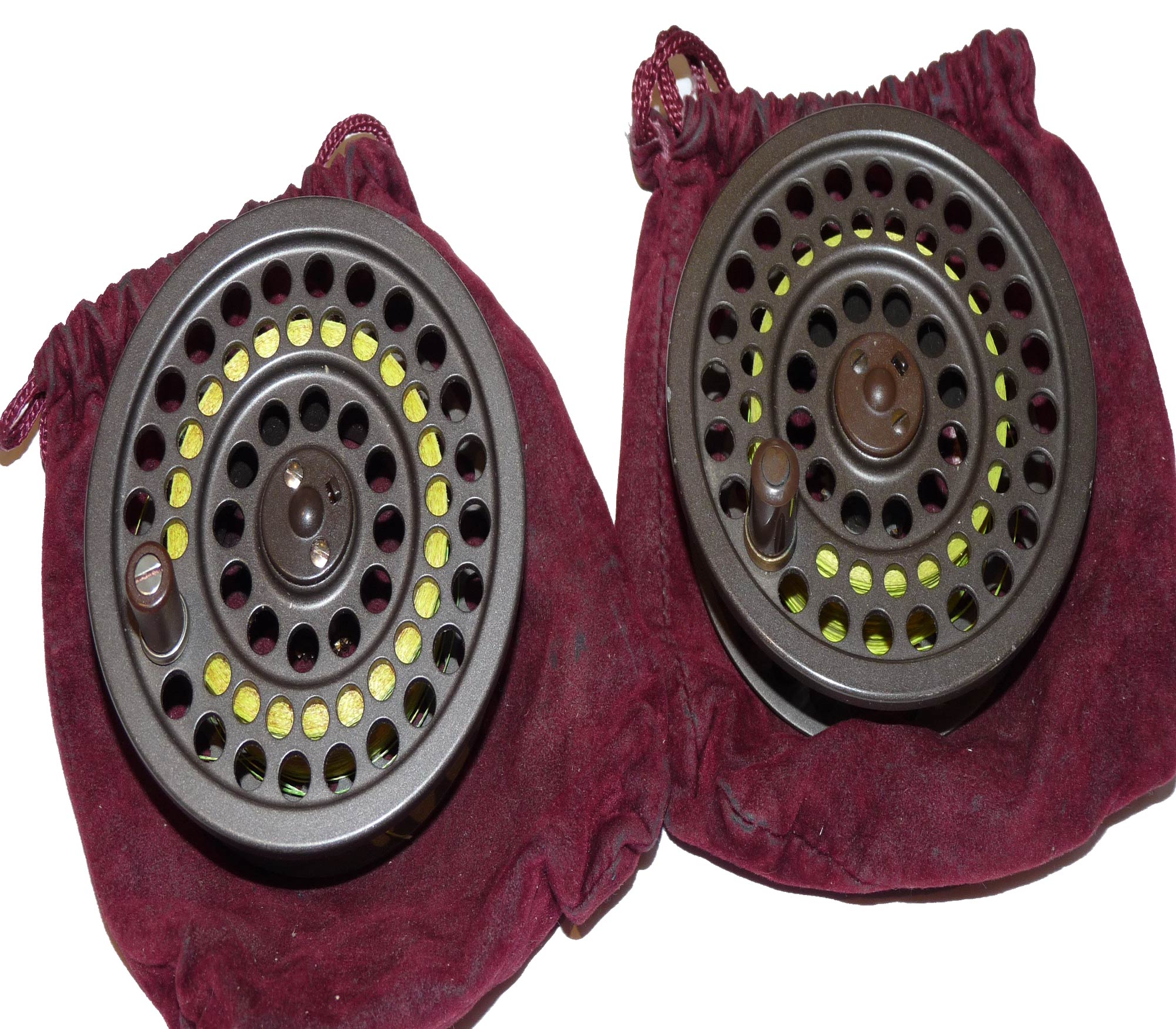 Pair of Hardy LA Viscount Spools 3 5/8" dia