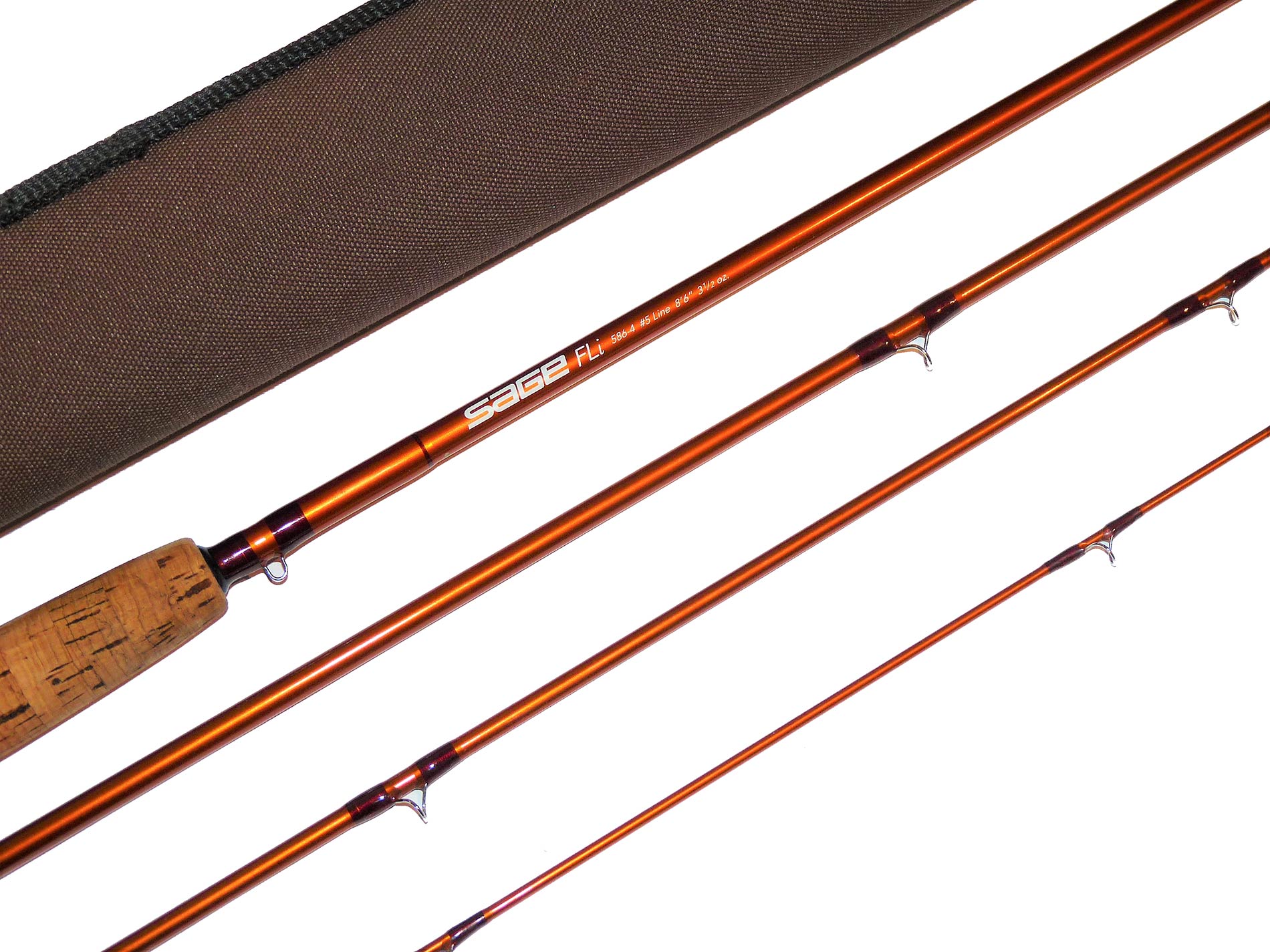 Sage 8' 6" FLI 5-864 4 piece trout fly rod line #5 with bag and case