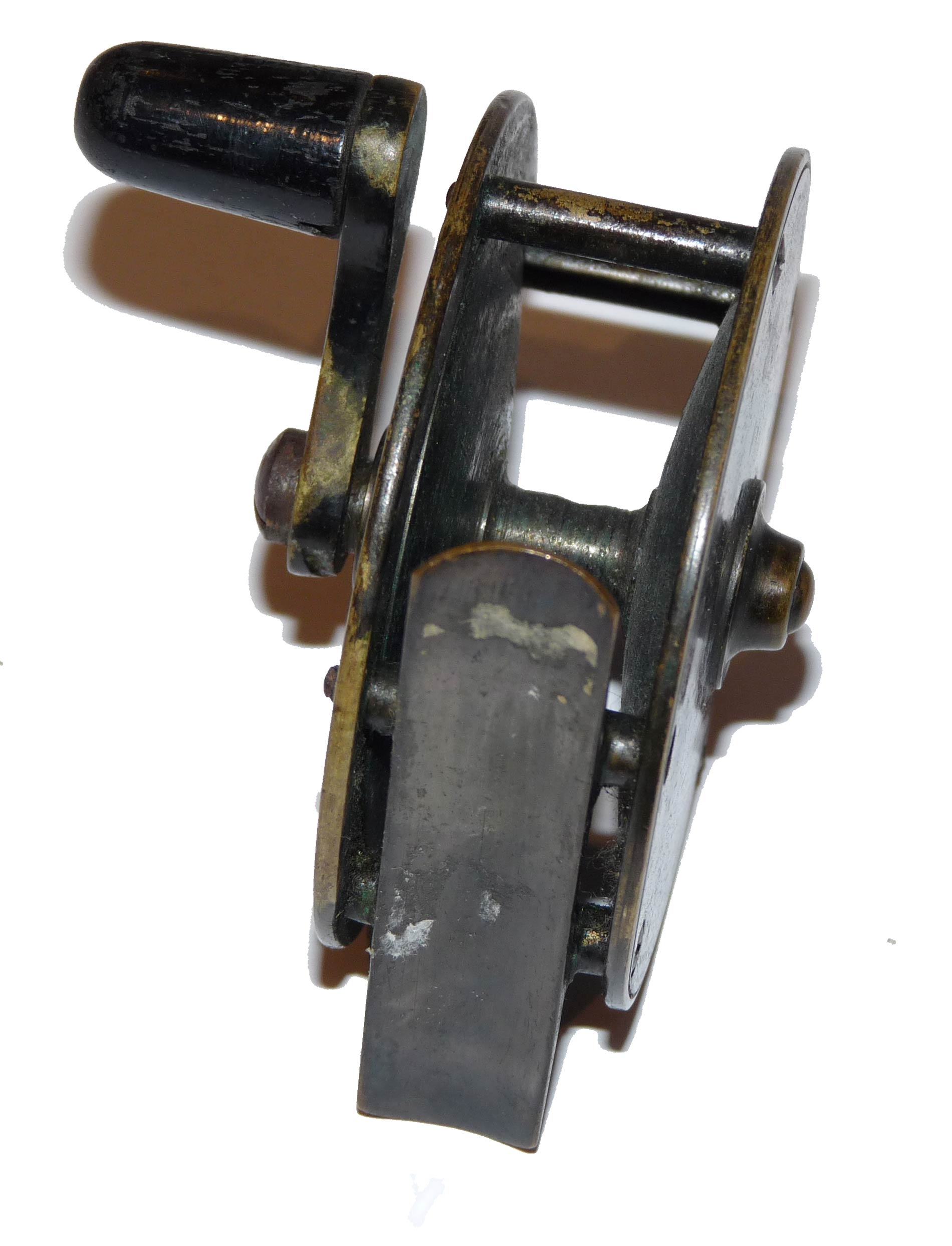 Hardy 2.5" all brass crank wind reel with rod in hand - Image 7