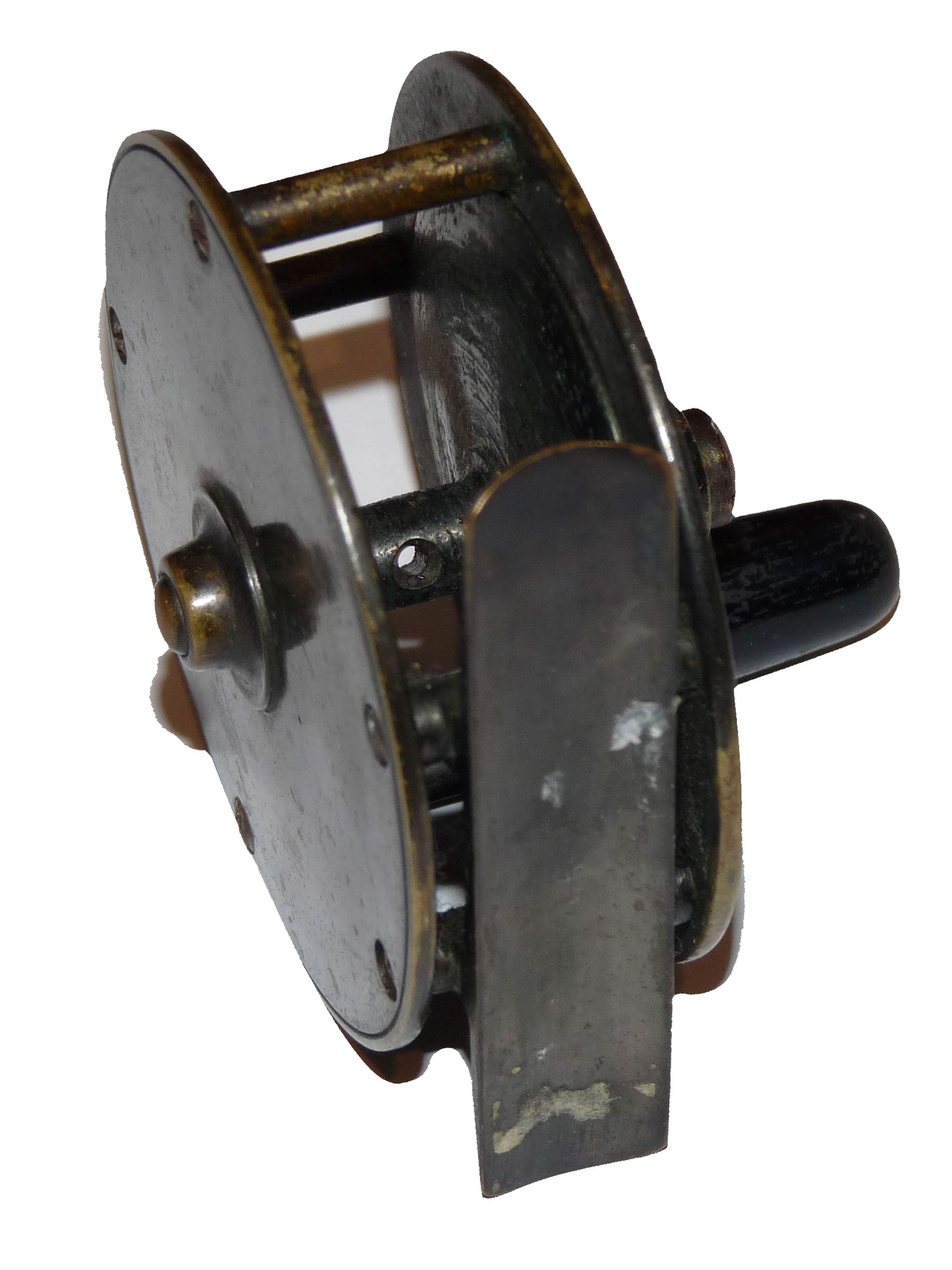 Hardy 2.5" all brass crank wind reel with rod in hand - Image 8