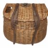 Antique fly fishers wicker creel with leather straps