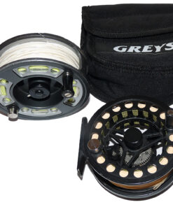 Greys GX300 large arbour fly reel + Greys GRX reel lines + case