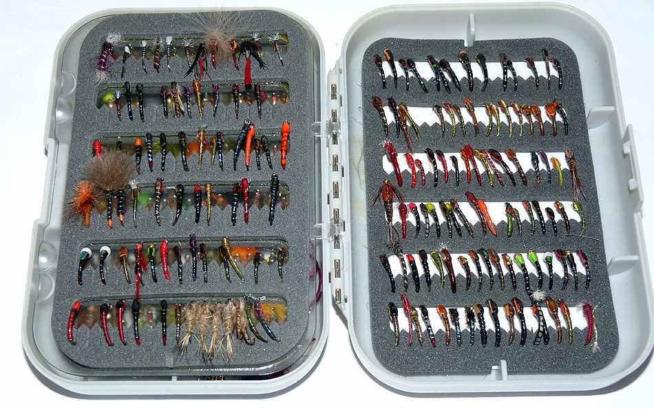 2 Greys +1 Orvis fly boxes 100's trout flies buzzers nymphs - Image 3