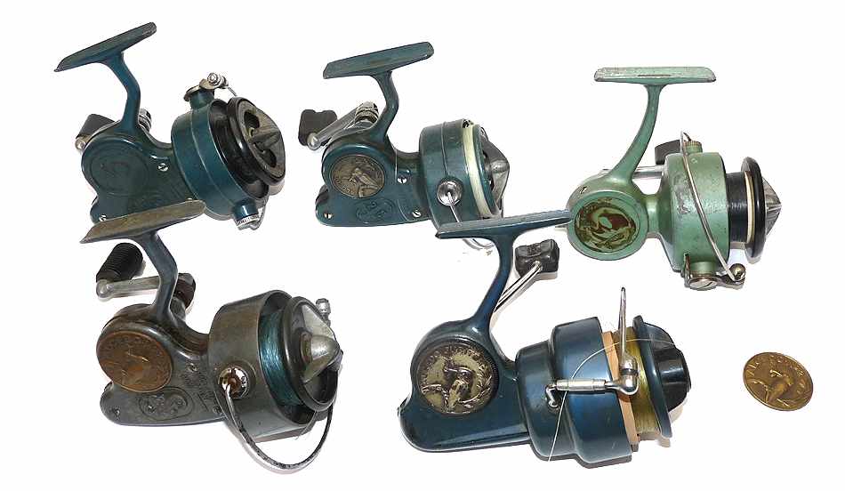 5 Alcedo vintage Italian spinning reels, No2, CS, Jupiter and more