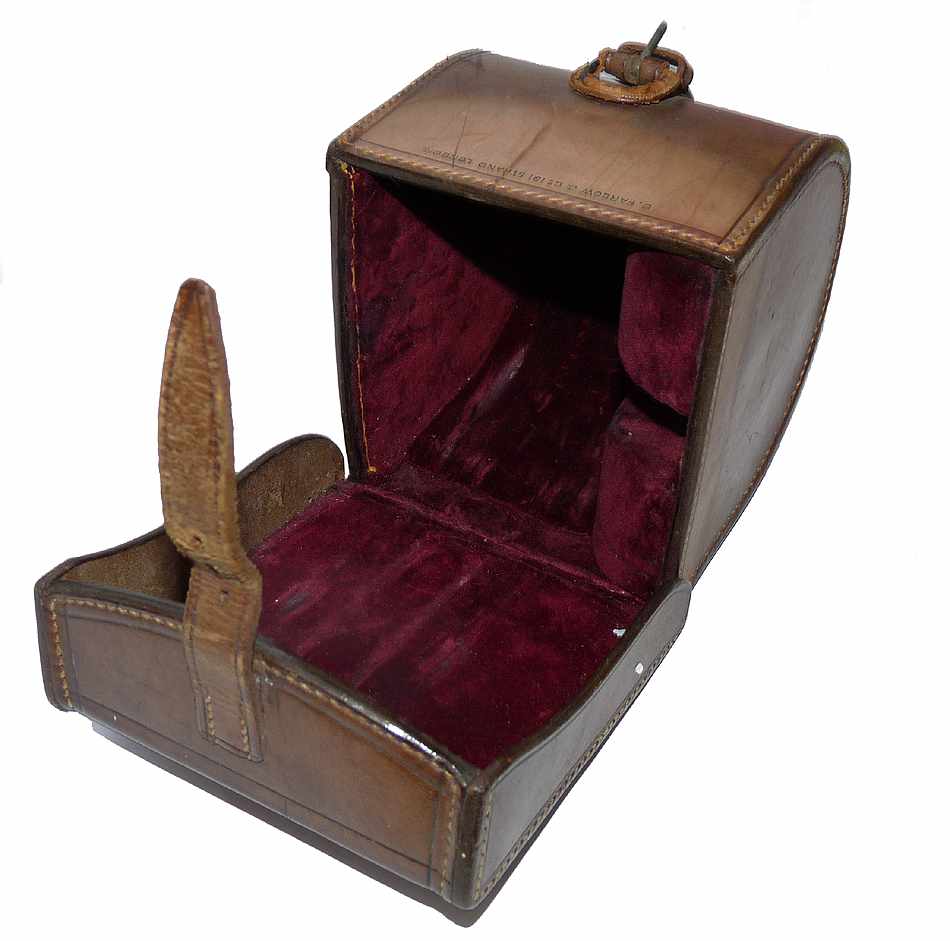 Chas Farlow antique block leather reel case for 4" reels, perfect Regal etc