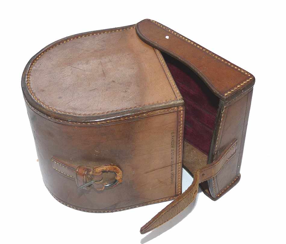Chas Farlow antique block leather reel case for 4" reels, perfect Regal etc - Image 3