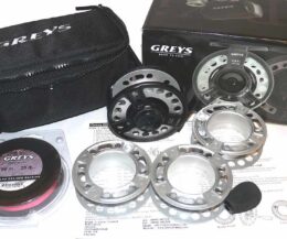 Greys GRX1 #7/8 large arbour fly reel unused wit spools, box & Greys line