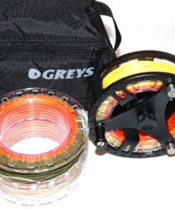 Greys GTS 500 #7/8/9 large arbor fly reel 3 spools lines and case
