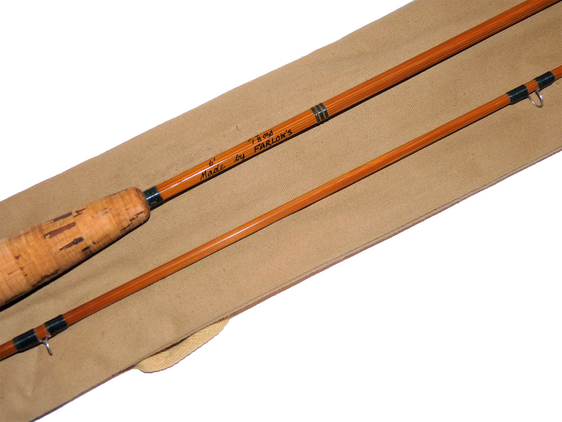 Farlow's Aberdeen Midge 6' split cane trout fly fishing rod with bag super condition - Image 3