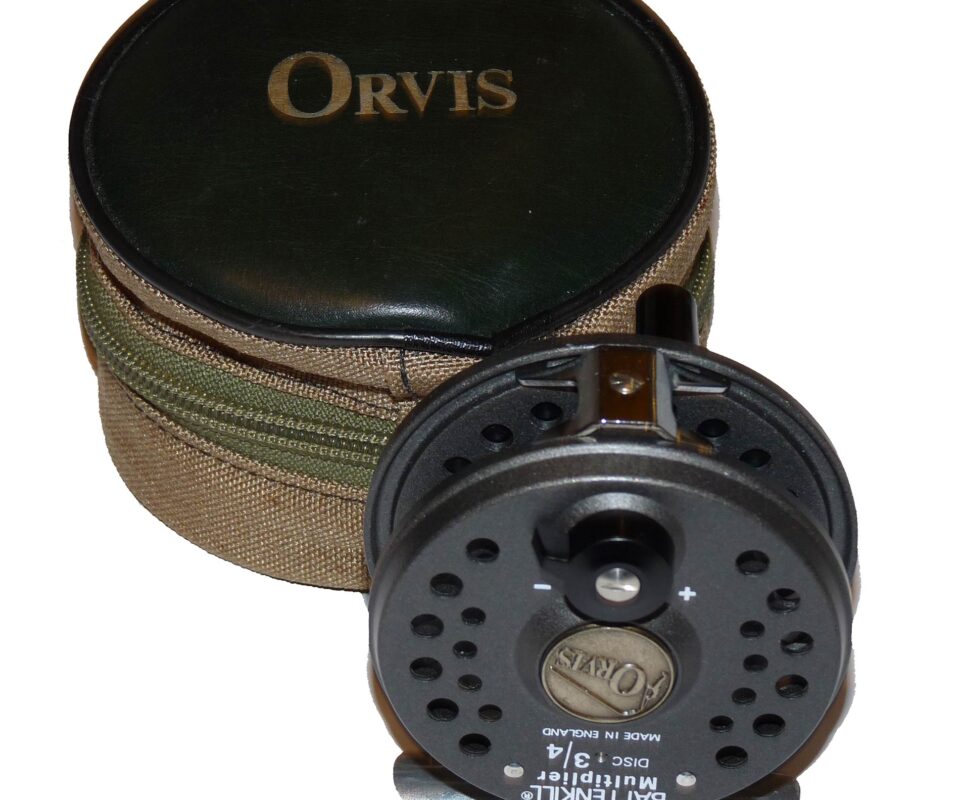 Orvis Battenkill Multiplier Disc 3/4 reel rare solid face with pouch