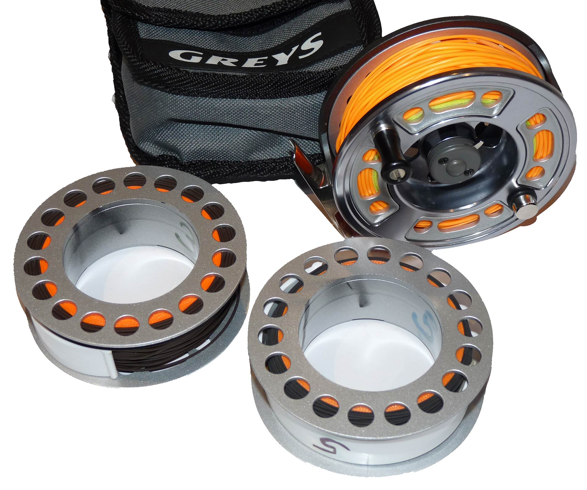 Greys GTX 3 trout fly fishing reel with 2 spools and case