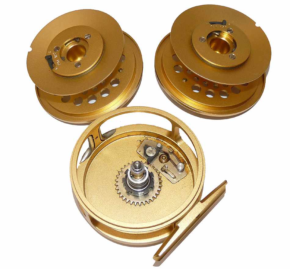Hardy Sovereign 5/6/7 gold 3" fly reel & spare spool + case - Image 4
