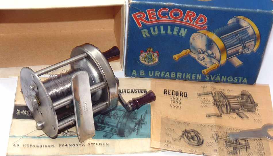 Record Sweden 1500 vintage multiplier reel with card box Record Sweden 1500 vintage multiplier reel with card box