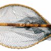 wood framed traditional specimen landing net with bamboo pole