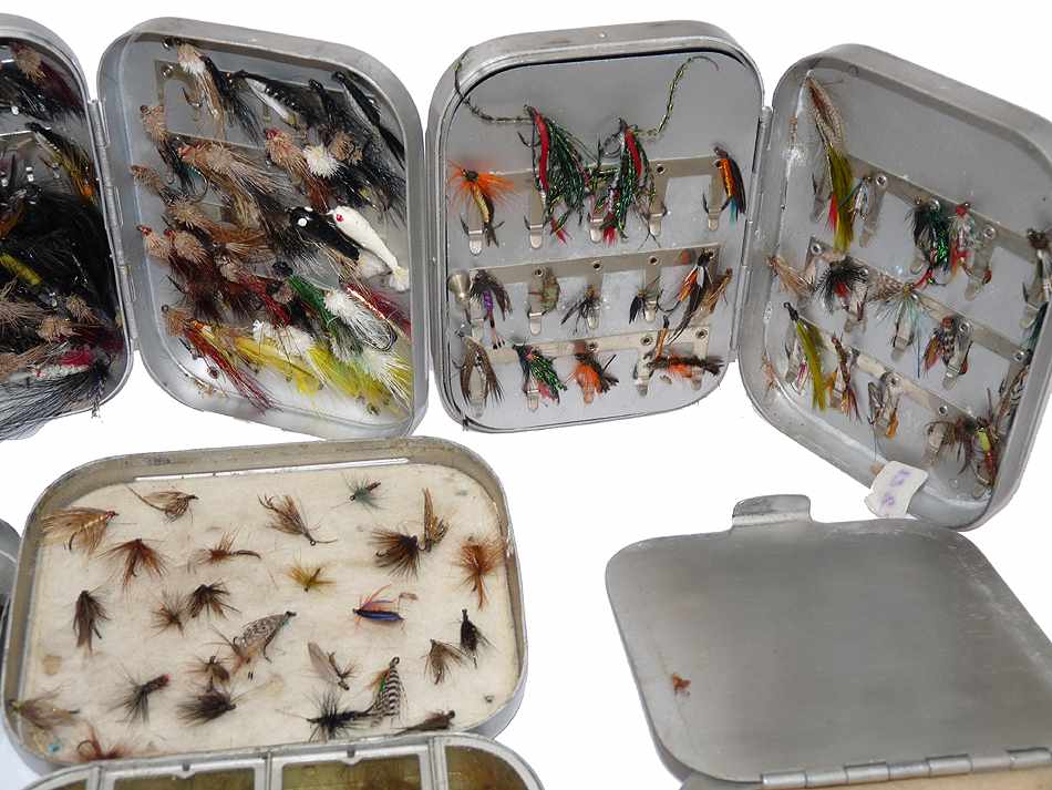 7 Wheatley vintage alloy pockets fly boxes + salmon sea trout and trout flies - Image 5