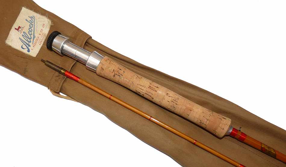 Allcocks Tarquin 8'6" 2 pce split cane dry fly rod, rare model with bag