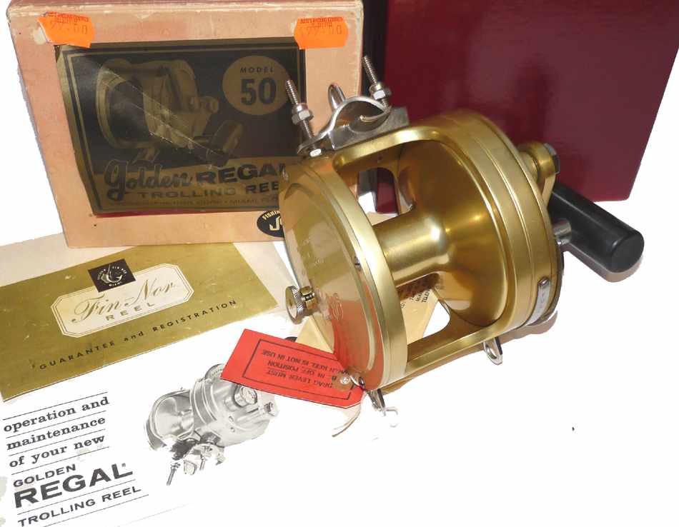 Fin-Nor Golden Regal 50 Tycoon Miami big game reel, old shop stock - Image 5