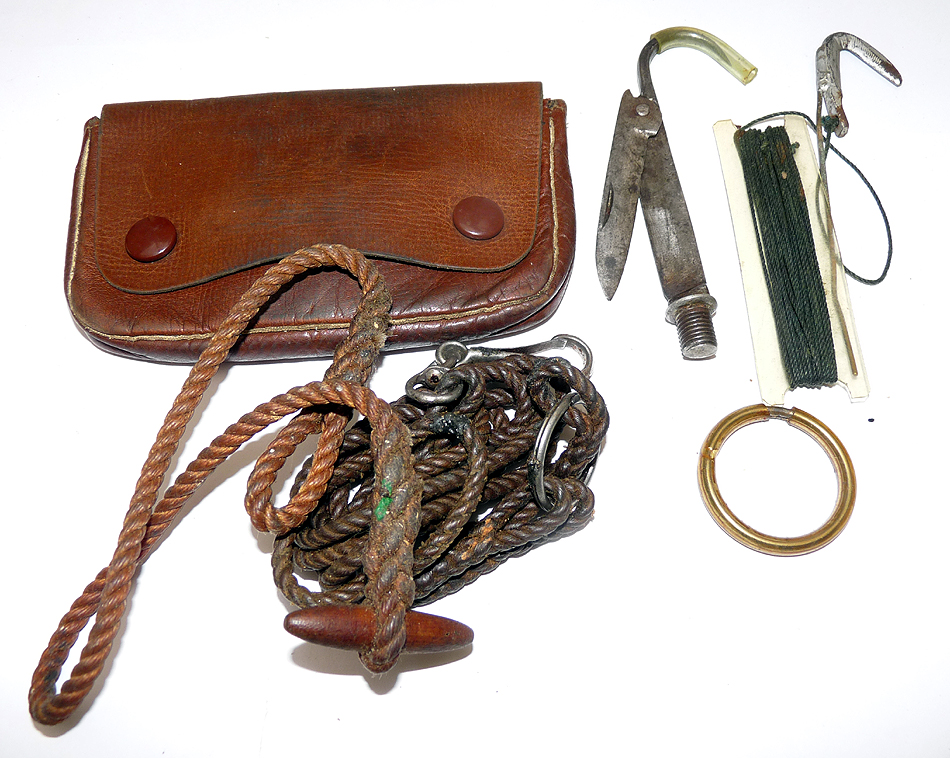 Antique fishing twig and weed cutter, wallet and sharpener - Image 4