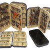Hardy Halford dry fly box 2 antique Malloch tins large collection gut eye salmon flies