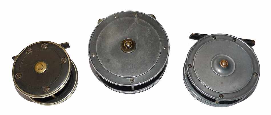 Carter, Malloch Army Navy alloy ebonite antique fly reels 2.5 to 3" - Image 3