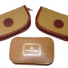 3 Hardy leather and canvas pocket fly wallets, new old stock c 2000