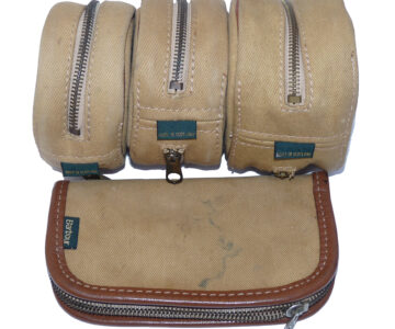 Barbour canvas sheepskin fly wallet + 3 Scottish canvas fly reel cases